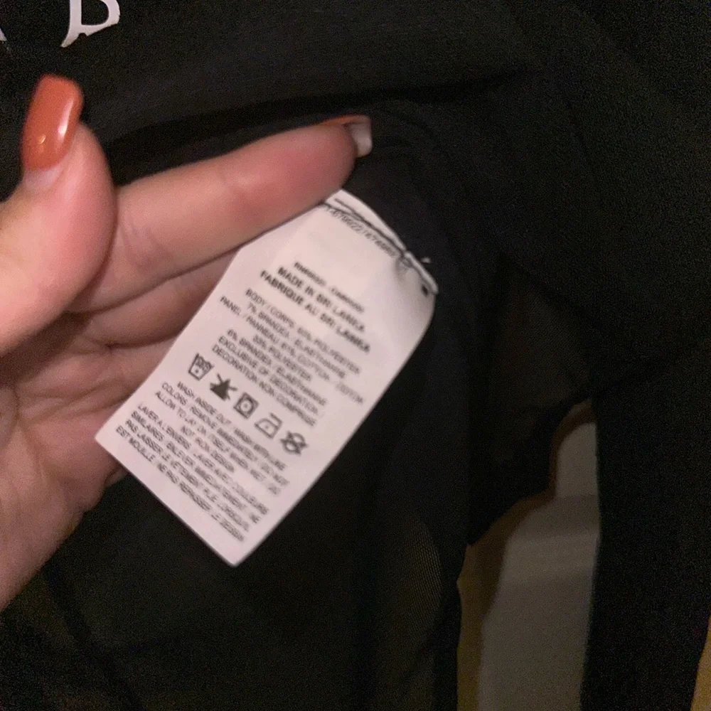 NWT Nike Women's Black Logo front Mesh long sleeve bodysuit streetwear M sporty - Picture 6 of 11